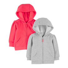Bucuri simple de Carter's Girlss 2-pack Full-Zip Hoodies Pink/Grey 3-6 luni