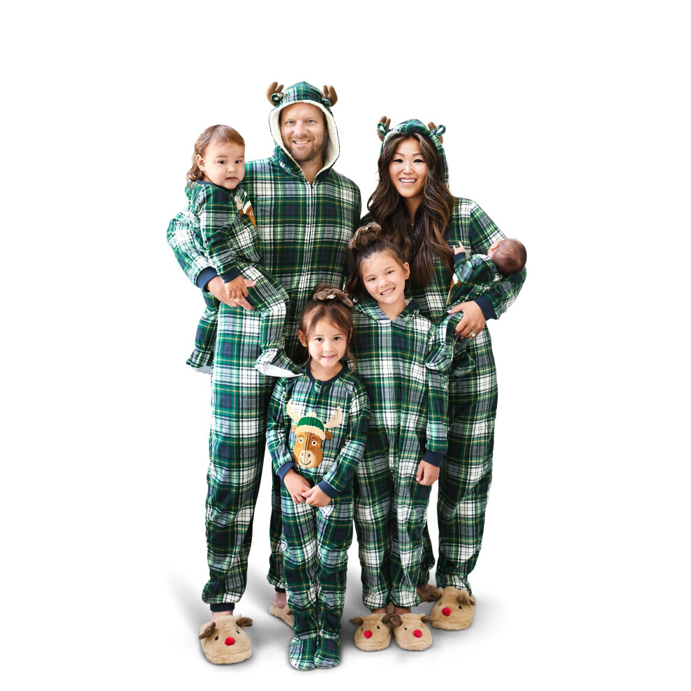 The Children's Place Baby Kids One Piece Family Matching  Holiday Pajama Sets  Fleece  Moose Plaid  Large