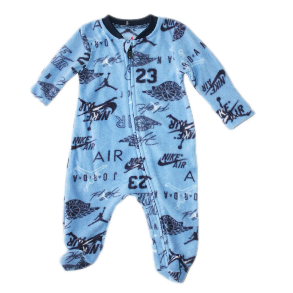 Jordan Baby Boys Full Zip Printed Micro Fleece Footie Coverall (White(55A282-001)(University Blue 6 Months)