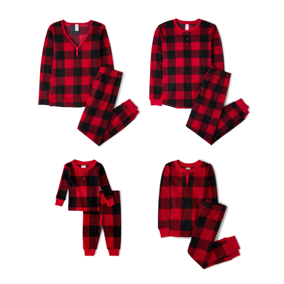 The Children's Place Baby Kids 2 Piece Family Matching  Thermal Pajamas Sets  Red Buffalo Plaid