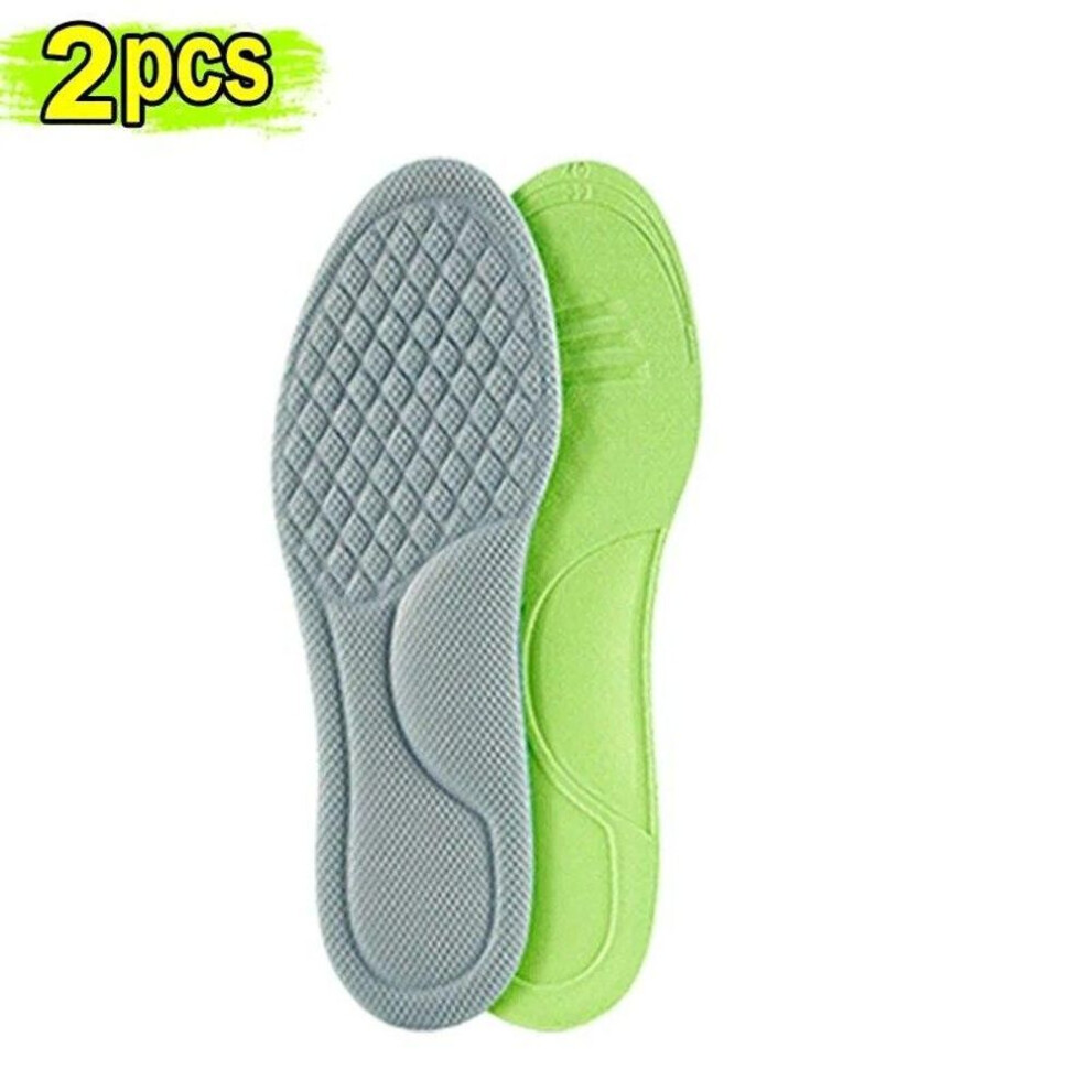 (grey, 37-38) Unisex Memory Foam Orthopedic Insoles Deodorizing Insole For Shoes Sports Absorbs Sweat Soft Antibacterial Shoe Accessories