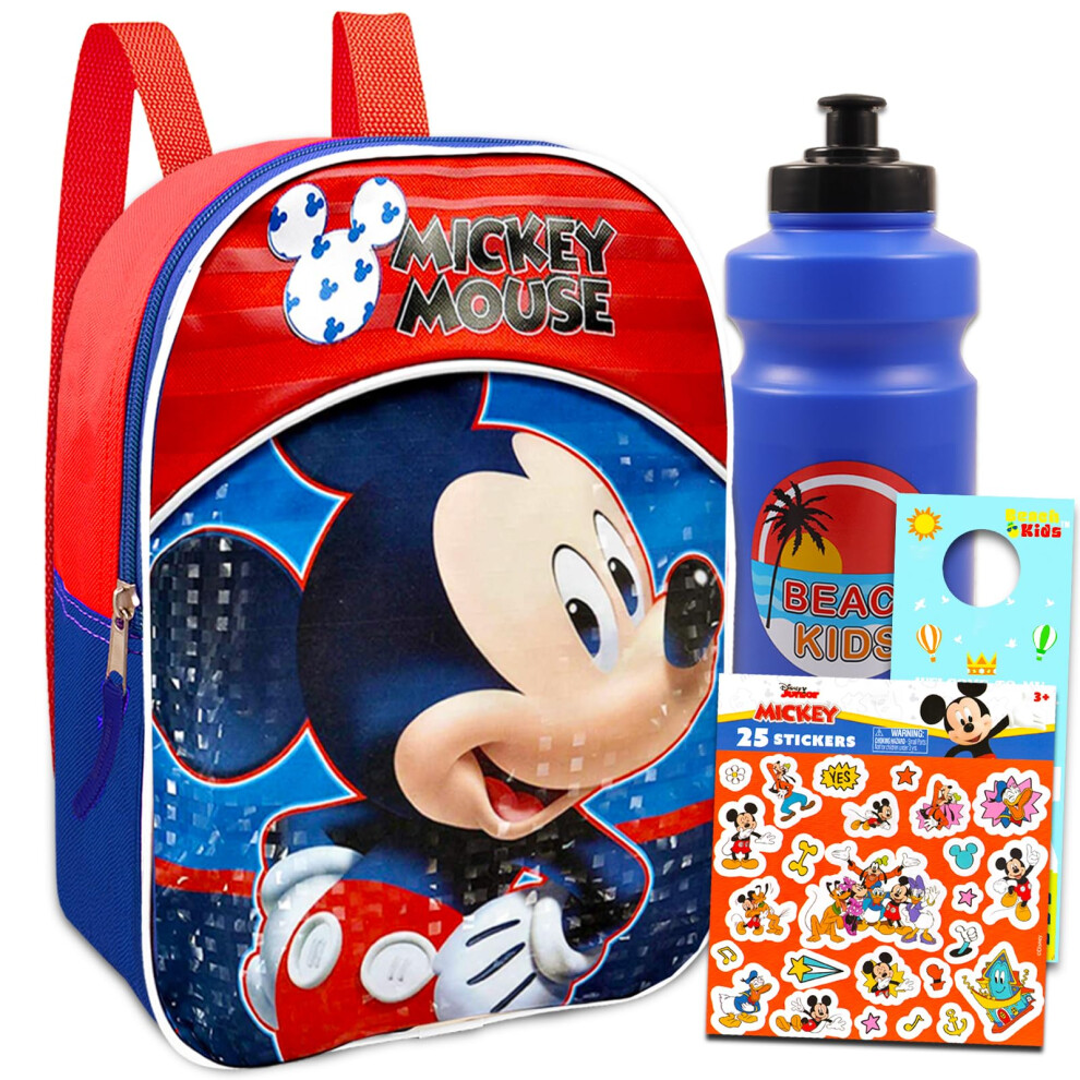 Mickey Mouse Mini Backpack for Toddler - Bundle with 11"""" Mickey Presc