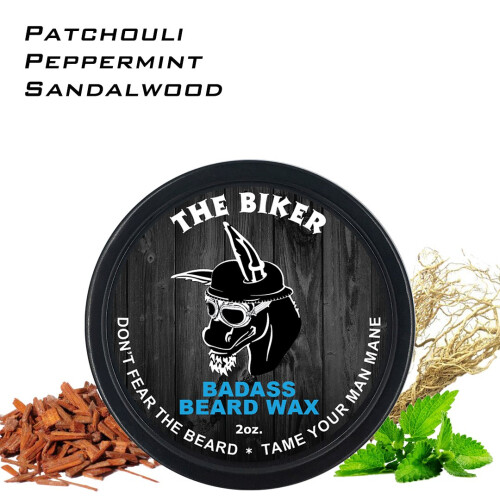 Badass Beard Care Κερί Γενειάς για Άνδρες - Άρωμα Biker, 2 oz - Μαλακώνει την Γενειά, Δίνει Όγκο 1