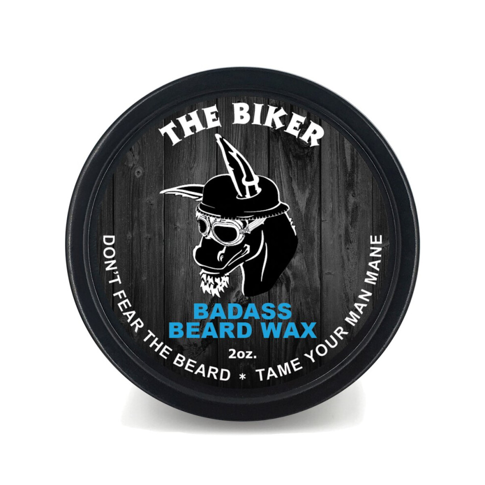 Cire à barbe Badass Beard Care pour hommes - Parfum Biker 2 oz - Adoucit les poils de barbe et laisse votre barbe plus dense