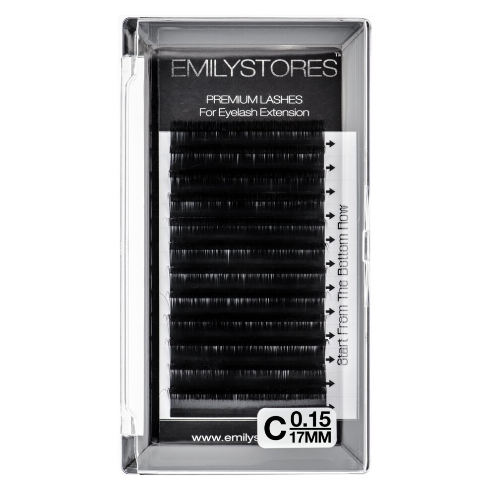 Emilie Heathe Emilystores Eyelash Extensions 0.15Mm Thickness C Curl 17Mm Length Individual Volume Natural Eyelashes For Lash Extensions(0.15 C 17Mm)
