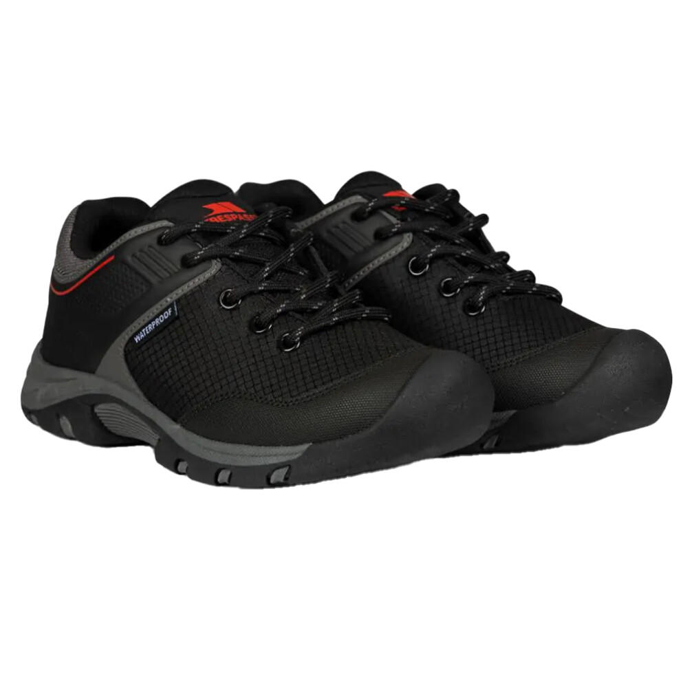 (1 UK, Black/Red) Trespass Childrens/Kids Bevin Waterproof Trainers