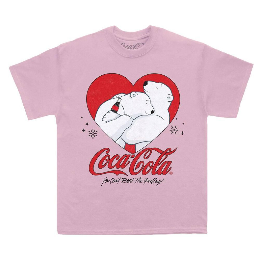 (XL, Light Pink) Coca-Cola Unisex Adult Bear T-Shirt