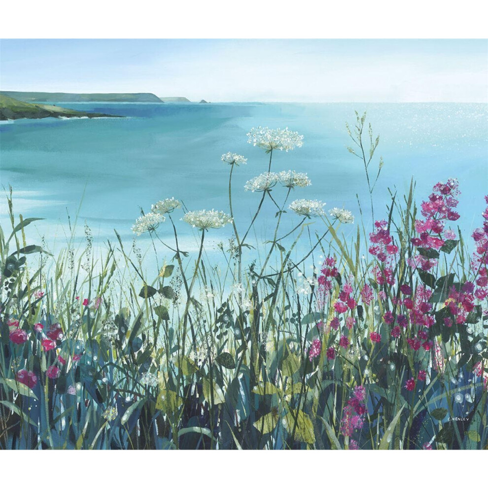 (40cm x 50cm, Blue/Green/Pink) Claire Henley Coastal Walk June Canvas Print