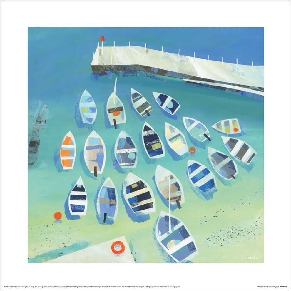 (40cm x 40cm, Blue/Multicoloured) Claire Henley Birds Eye View Print