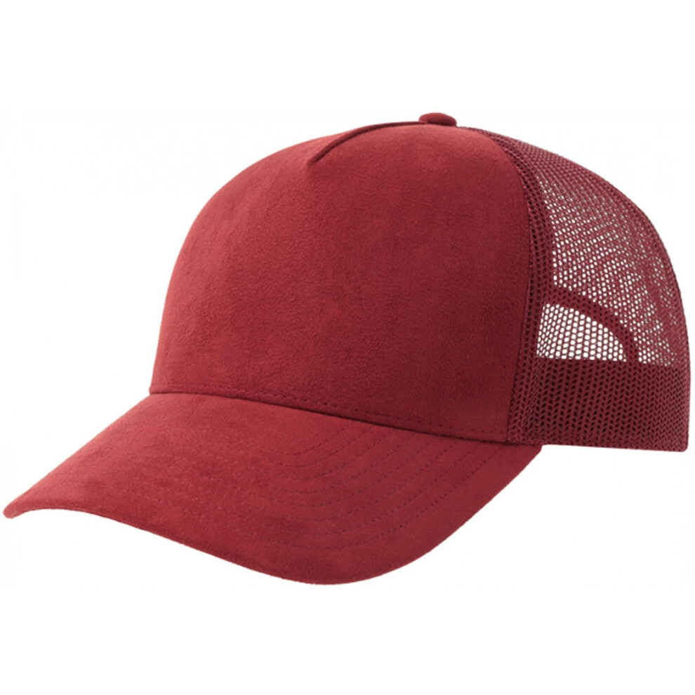 (One Size, Cardinal Red) Atlantis Unisex Adult Rapper 5 Panel Suede Sustainable Trucker Cap-image-OPC-PG6CS27-NEW