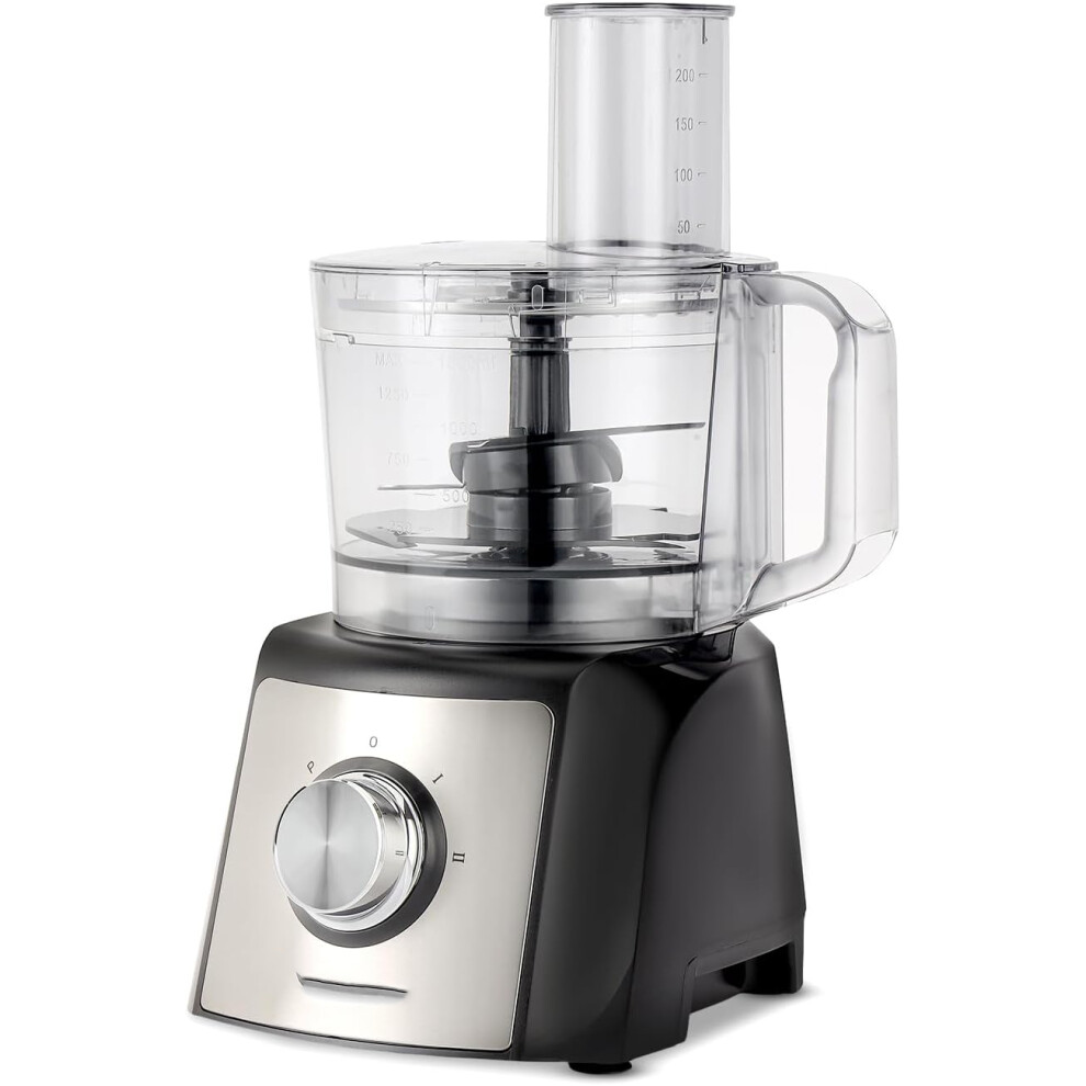 (1200W 6 in 1) 1200W Compact Food Processor | Multifunctional Electric Food Mixer with Chopper Dough Cutter Slicer Grating and Emulsifying Disc, 2 Speed Pulse