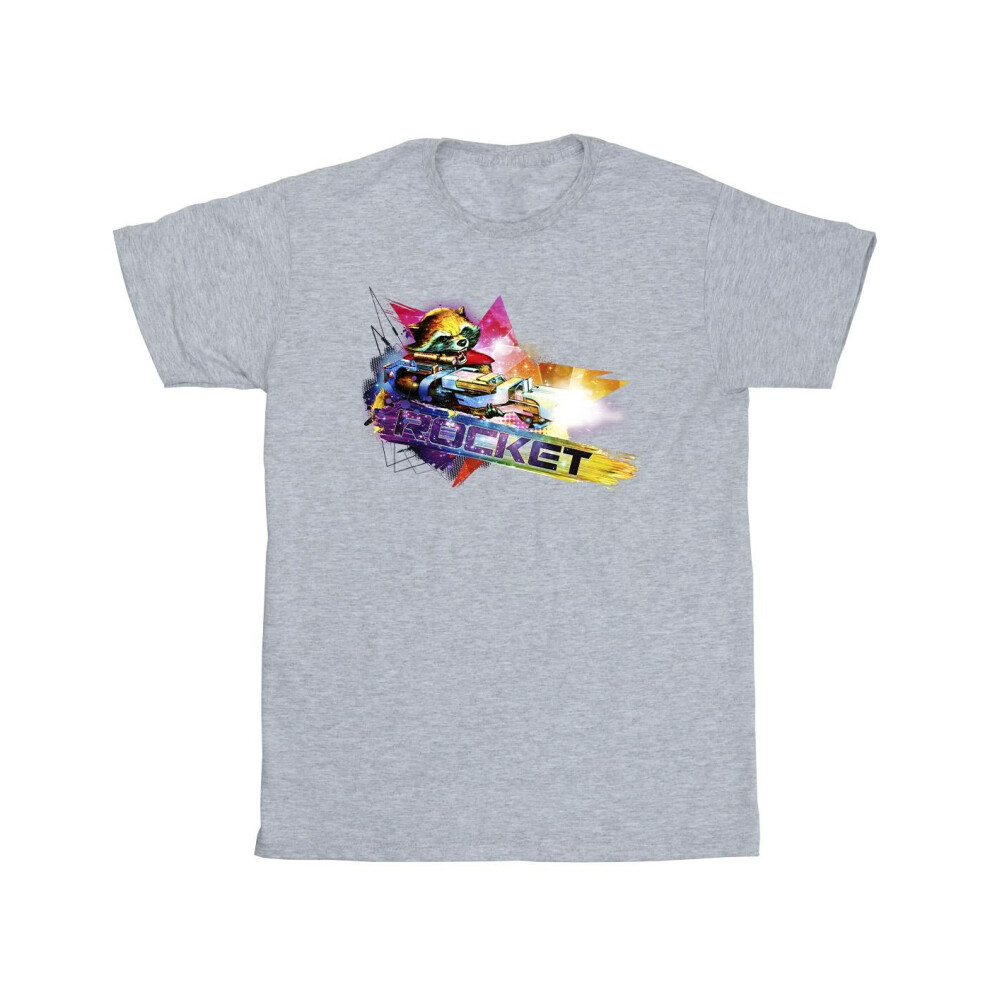 (XL, Sports Grey) Marvel Mens Guardians Of The Galaxy Abstract Rocket Raccoon T-Shirt