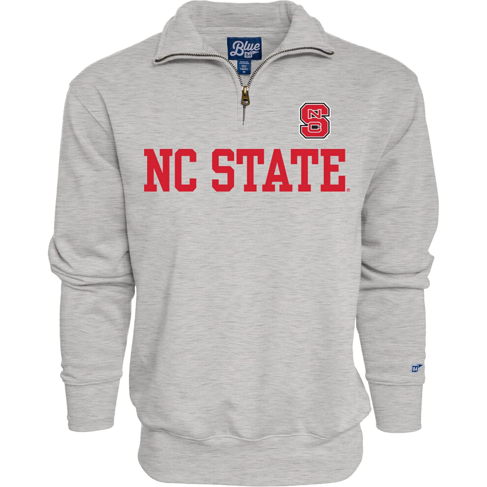 Blue 84 Men's North Carolina State Wolfpack Quarter Zip Sweatshirt Grey, Grey, X-Large