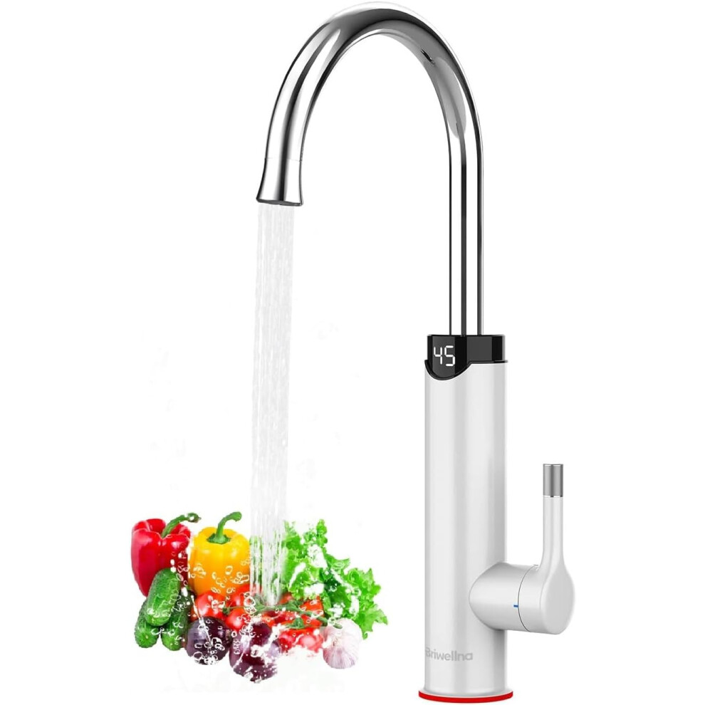 (KP51, White) 220v electric water heater instant hot water faucet 360 degree rotating hot and cold water faucet