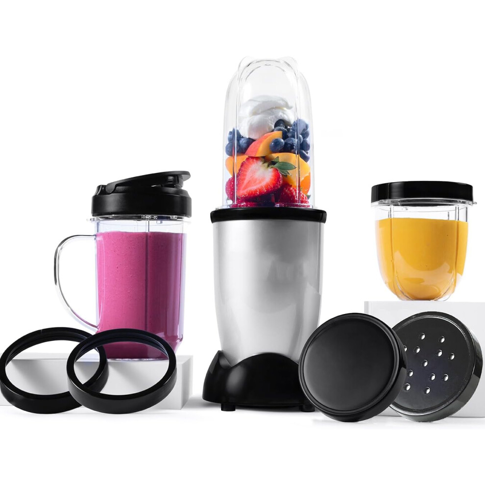 (Silver) Blender and Food Processor 10pc Set Easy Lock On & Pulse Feature