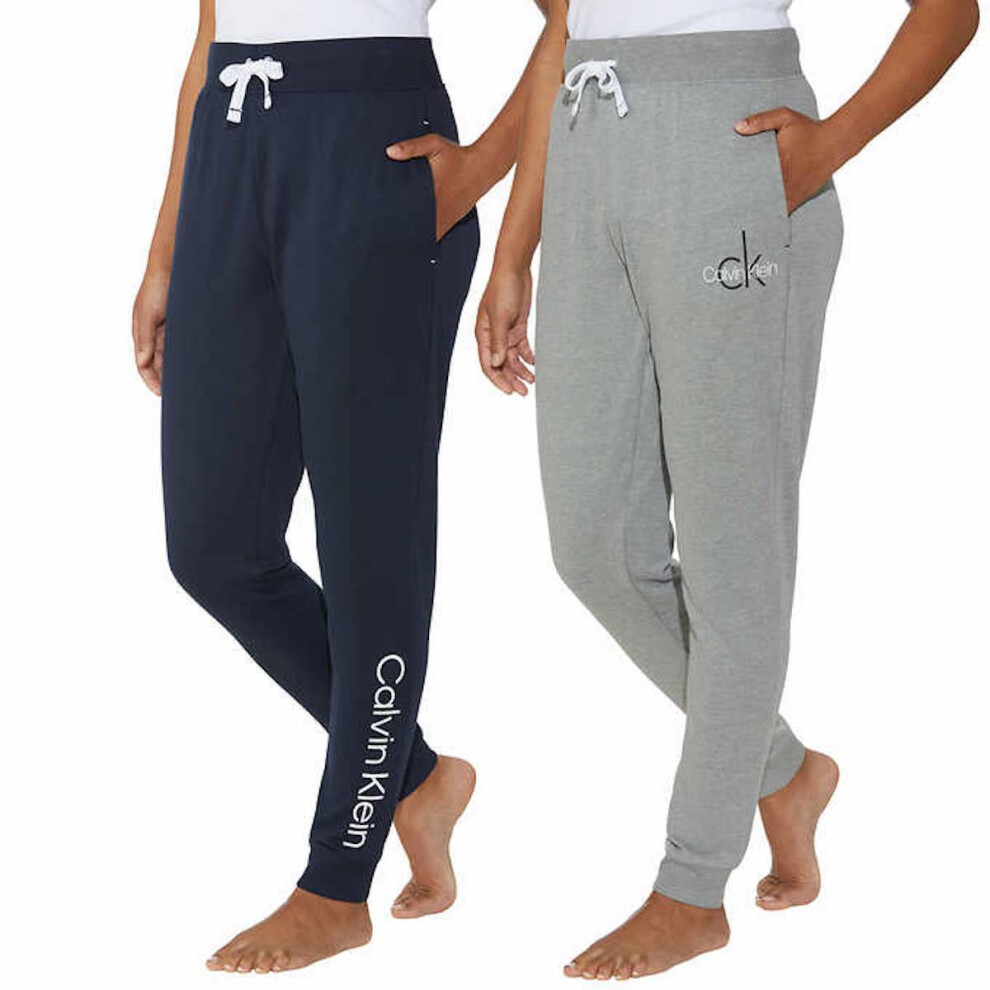 Calvin Klein Womens 2 Pack French Terry Joggers as1  Alpha  m  Regular  Regular  ShorelineNavyWolf Grey Heather  Medium