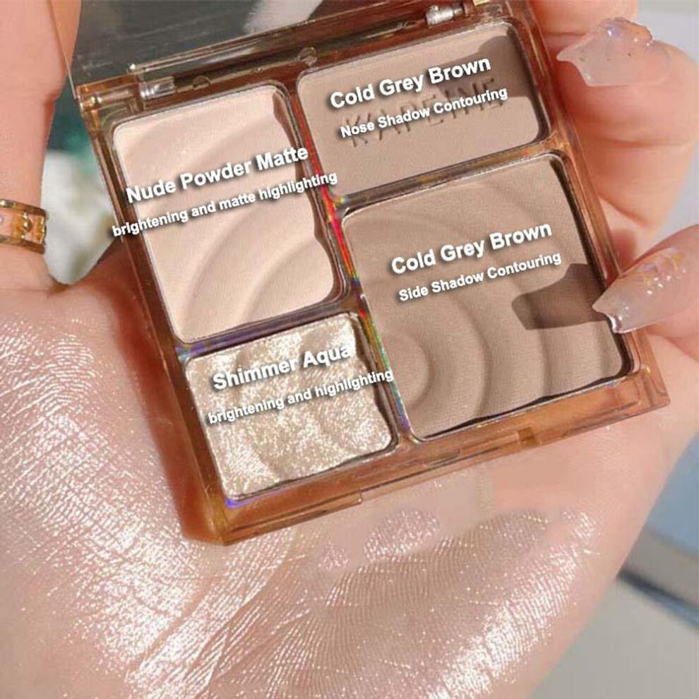 (as the picture, 01) 4 Color Bronzer Highlight Contour Palette Face Shading Grooming Powder Makeup Face Contouring Makeup Highgloss Cosmetics