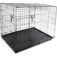 (91.5 x 58 x 63) Dog Crate Cage W/ Tray Foldable Double Doors