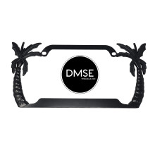 DMSE Palm Tree Beach tema universal metal nummerplade ramme cool dekorativt design til ethvert køretøj (sort)