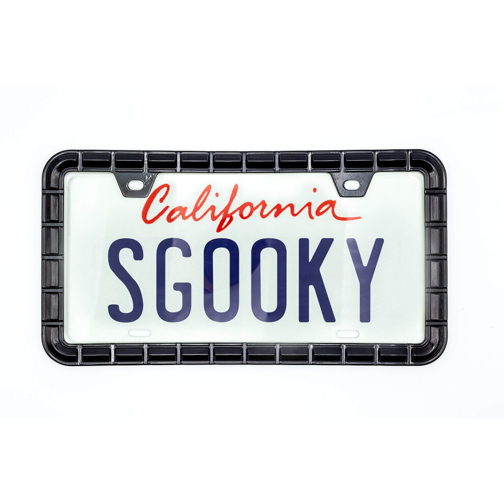 Cadres de plaque d'immatriculation chromés 3D Sgooky en alliage de zinc pur avec motif de chaîne en métal de couleur noire