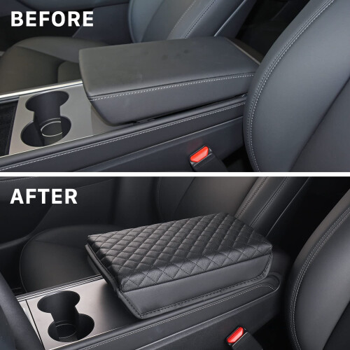 Lamborghini Carwiner Center Console Cover til Tesla Model 3 Model Y Pu Leather Armrest Box Pushion Protector Tilbeh?r 1