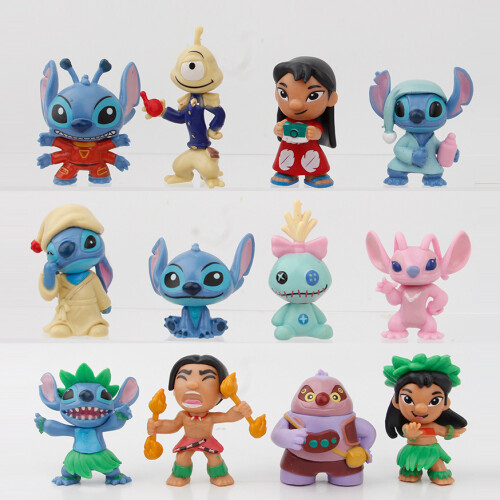 Stitch-figurer Miniatyrsamling ABS-legetøjsmodeller Blindboks-pynt Anime-sæt 1