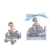 Lunaura Baby-Andenken Set mit 12 Geschenkartikeln fr Jungen, die Schnuller halten und auf Elefanten sitzen Blau