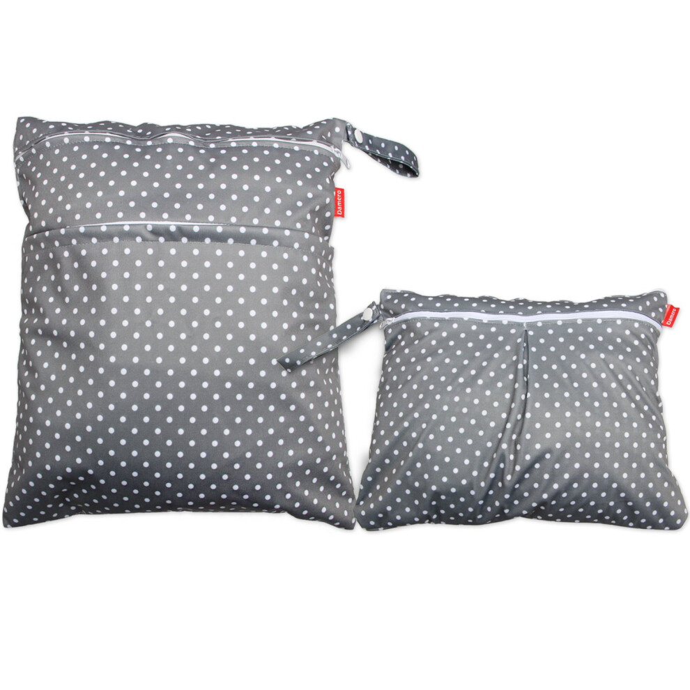 Damero 2pcs Wet and Dry Bag, Travel Wet Dry Bag with Handle for Cloth Diaper, Pumping Parts, Clothes, Swimsuit and More, Gray Dots-image-OPC-PFFR5YQ-NEW
