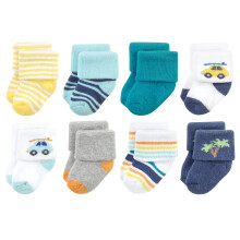 Hudson Baby Unisex Baby Cotton Rich Newborn e Terry Socks Surf Dude 0-6 mesi
