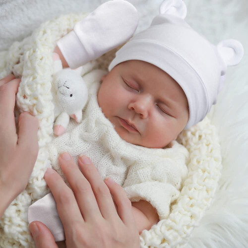 BQUBO Νεογέννητα Καπέλα με Αυτιά Αρκούδας & Σετ Γαντιών για 0-3 Μηνών 1