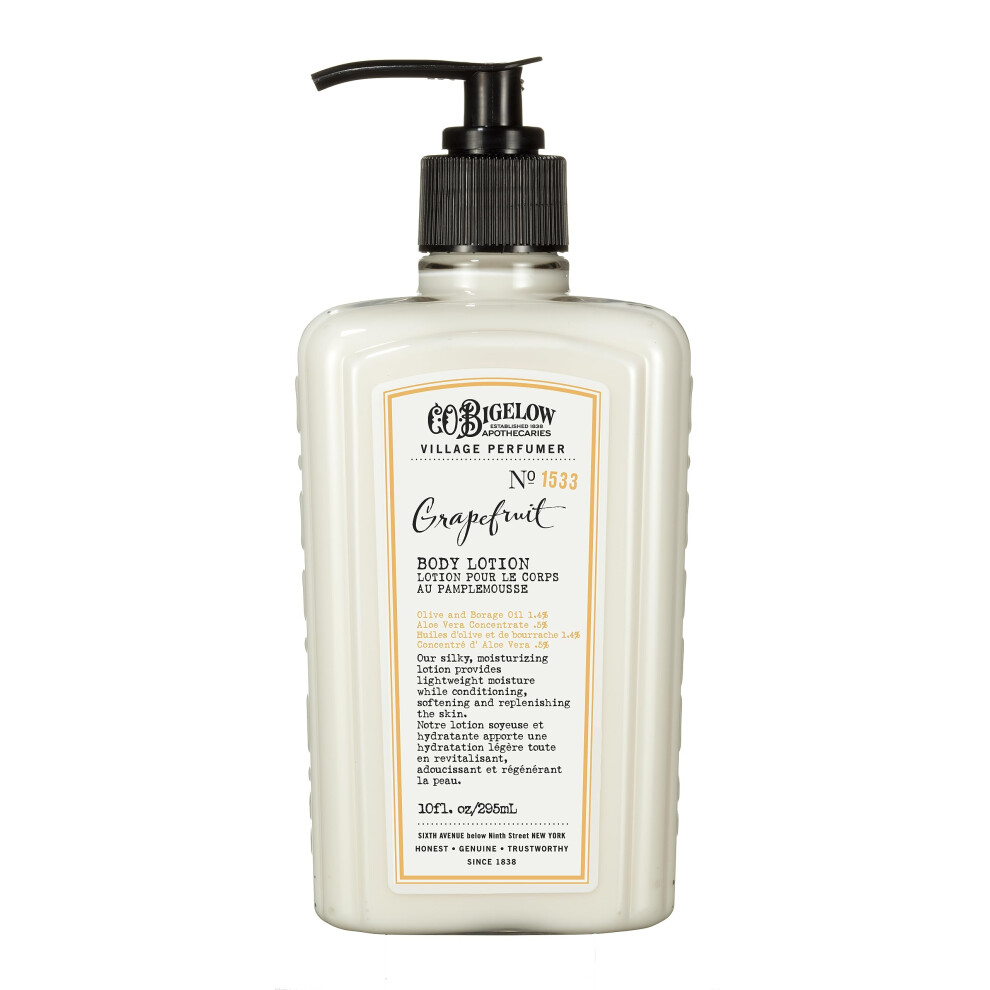 C.o. Bigelow Grapefruit Body Lotion For Women And Men, Village Perfumer Lotion With Olive Oil, Borage Oil, And Aloe Vera Concentrate, 10 Fl Oz