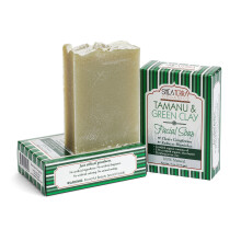 Shea Terra Organics Tamanu & Green Clay Purifying Facial Cleansing Soap | Anti-Aging Blemish Reduction Wonder Soap | Alle hudtyper - 4 oz