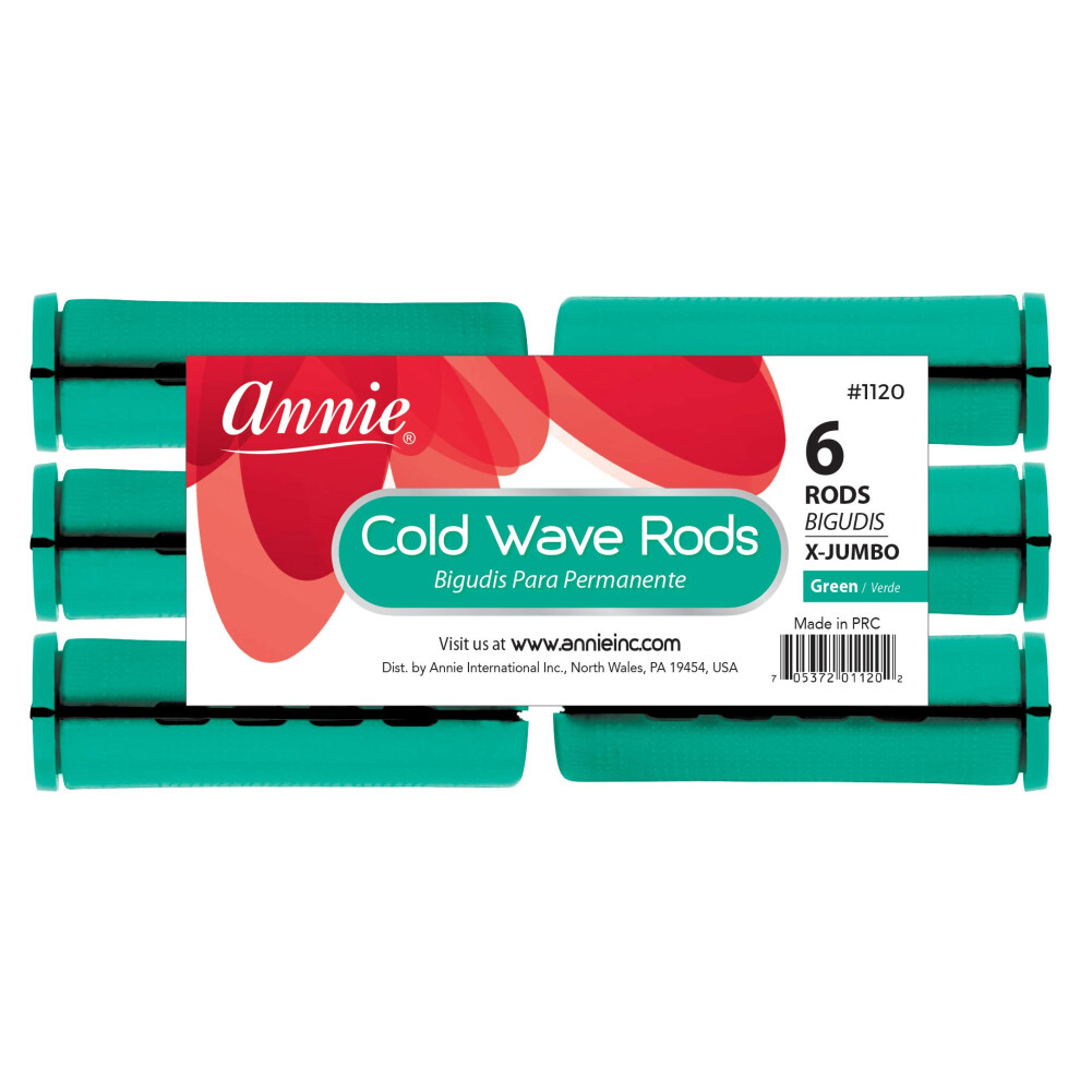 Annie Jumbo Cold Wave Rods With Rubber Band For Hair Curling And Perm Styling Green Set Of 3 Packs Of 6 18 Pieces
