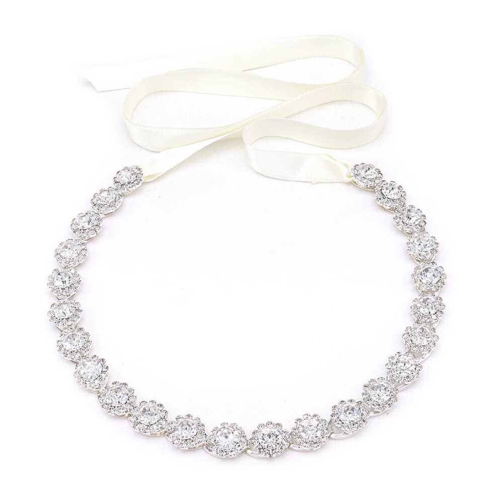 Oriamour Unisex Silver Crystal Wedding Headband Bridal Headpiece Rhinestone Bridal Hair Accessories For Brides Flower Girl Bridesmaids