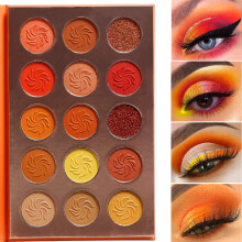 Afflano Red Orange Eyeshadow Palette Sunset 15 Color, Highly Pigmented Glam Fall Eye Shadow Makeup Palettes, Nudetude Brown Yellow Gold Orange Matte G