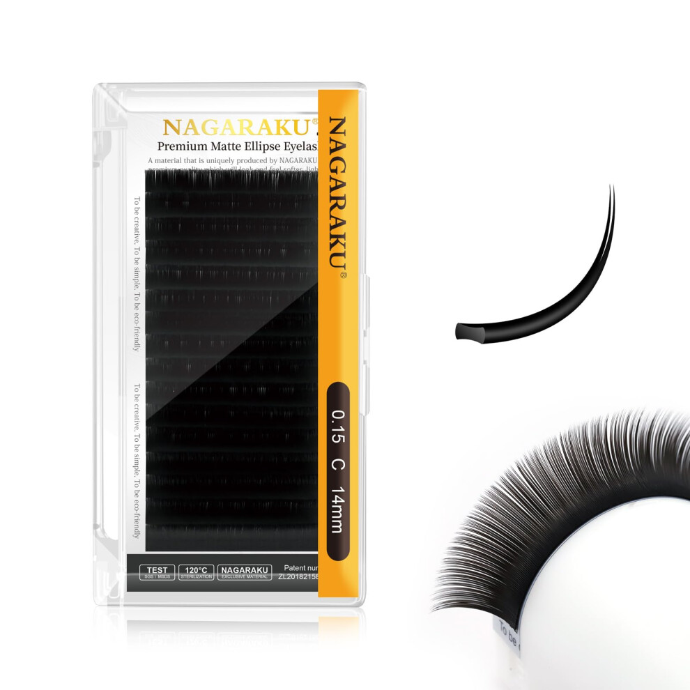 Nagaraku Double Tips Ellipse Eyelash Extensions Lighter Thinner Flat S