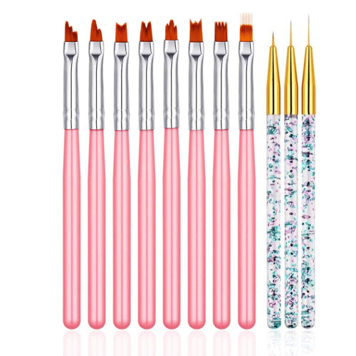 FULINJOY 11 Τεμάχια Σετ Βούρτσες Νυχιών, Πενάκι UV Gel για Ζωγραφική Νυχιών