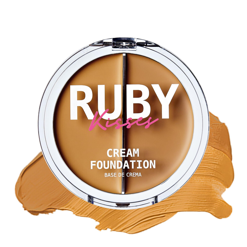 Rubino Ruby Kisses Cream Foundation 3D Face Creator 2-Color Foundation And Concealer, 12 Hour Wear Long Lasting, Medium To Full Coverage (Level 6)