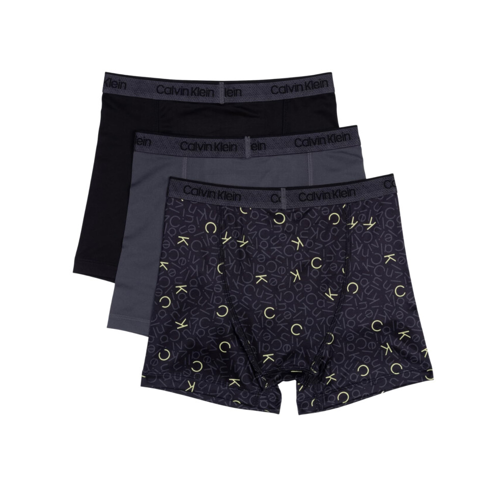 Calvin Klein Boys' Performance Boxer Brief Underwear 3 Pack  Black/Bla