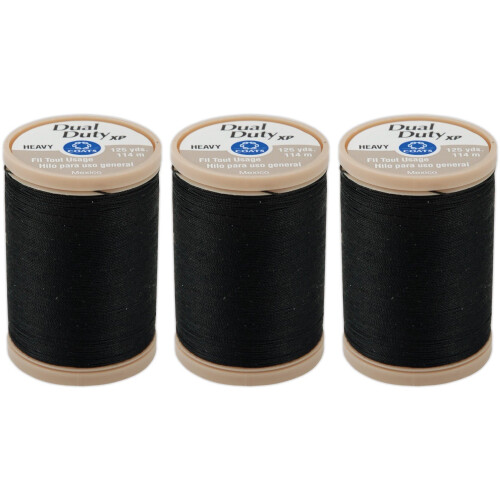 COATS & CLARK Dual Duty XP Heavy Thread  125-Yard  Black (3 Spools  Bl