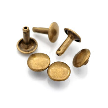 CRAFTMEMORE 9MM CAP X 12MM POST L?DER RIVET DOBBELT KAP RIVETS TUBULAR METAL RAPID RIVET STUDS L?DER H?ndv?rk 50 S?t (12 mm Post Antique Brass)