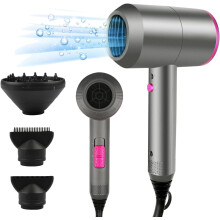 (Grey) Professional Ionic Hair Dryer 2000W Hairdryer Powerful AC Motor Quick Drying with 2 Speed 3 Heat Setting