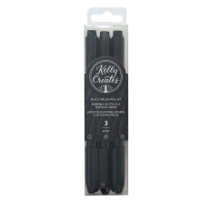 Kelly Creates Black Brush Pen Set-3 penne (Punte fini, medie e grandi)