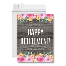 Andaz Press Funny Jumbo Retirement card With Envelope 85 x 11 inch, Farewell Office, Rustic Florals Happy Retirement 1-Pack, Includes Envelope