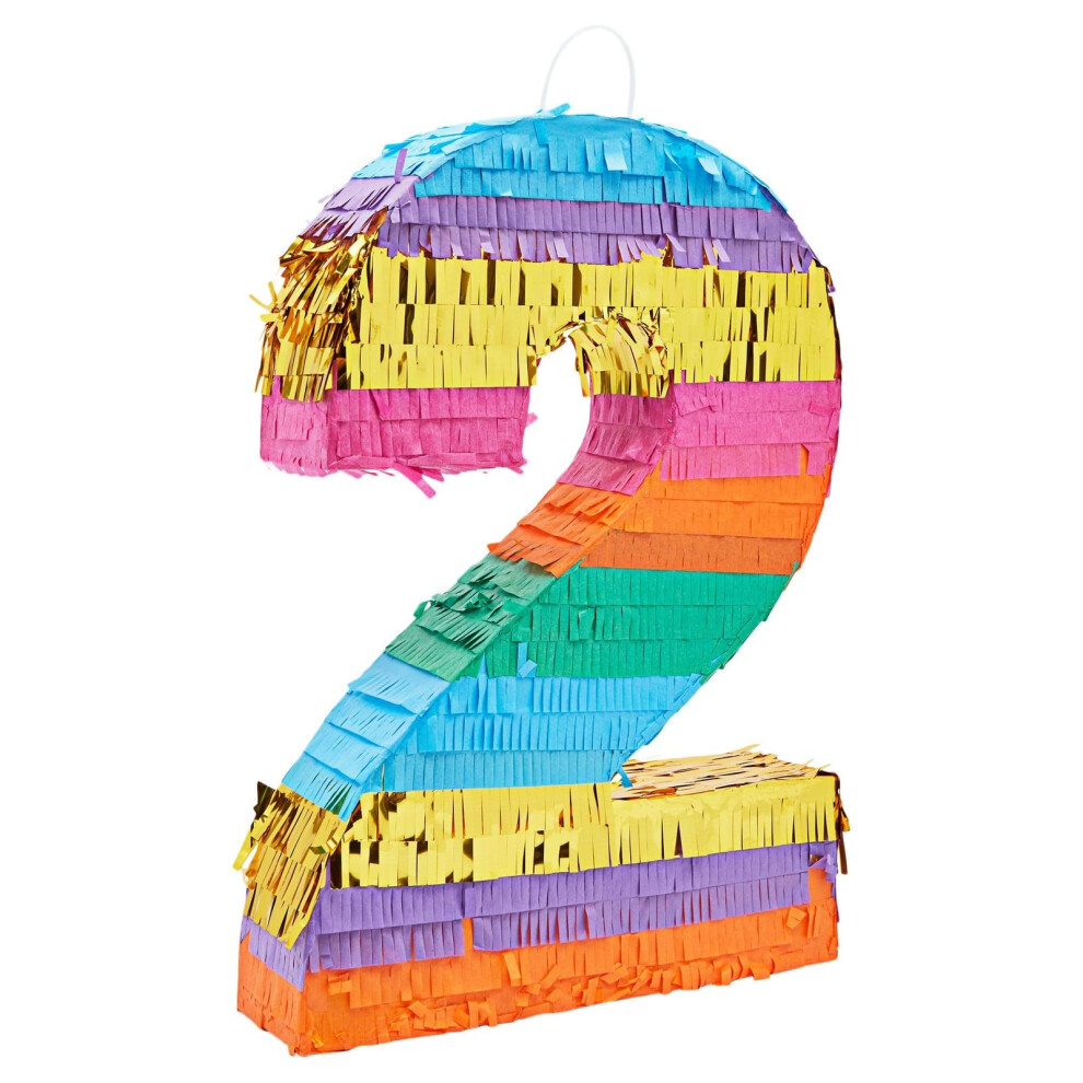 Pinata arc-en-ciel num  ro 2 BLUE PANDA pour f  te d'anniversaire 2 ans Fiesta Cinco de Mayo (petite 41,5 x 28 x 7,6 cm)