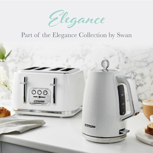 Swan Swan Elegance White Kettle Toaster Microwave Breadbin & Canisters Set 1