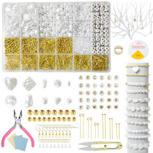 XKCWXY Pearl Beads Kit korujen tekemiseen jljitelm ABS Charms -helmi 10 tyylin helmikoriste DIY rannekoru korvakoru kaulakoru askartelu koristeluun