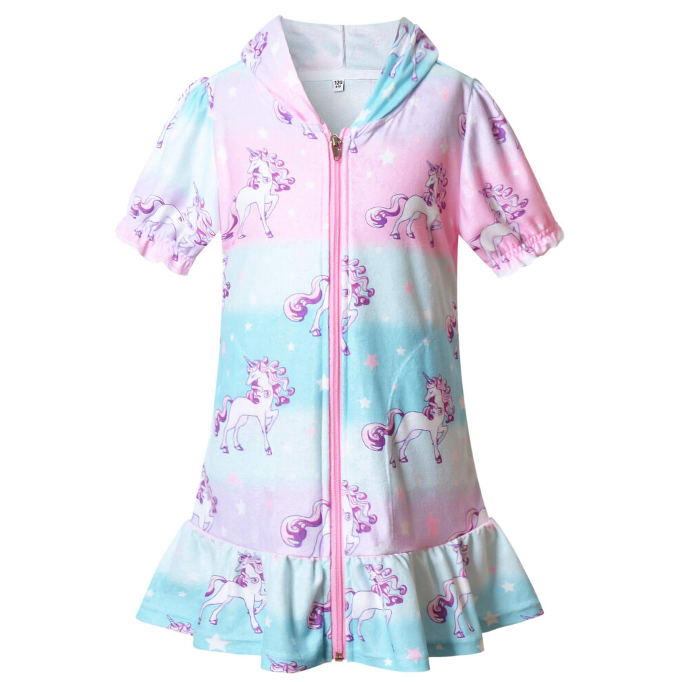 CHILDRENSTAR Swim Cover up for Girls Terry Beach Cover-Up Cat Hooded Zip Robe Size 8 9