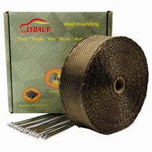 LEDAUT 2""""x 50' Twill Weave Motocicleta ATV Titanium Evacuare scut de caldura Wrap cu legaturi de blocare de 11,8"""" (Pachet de 15)