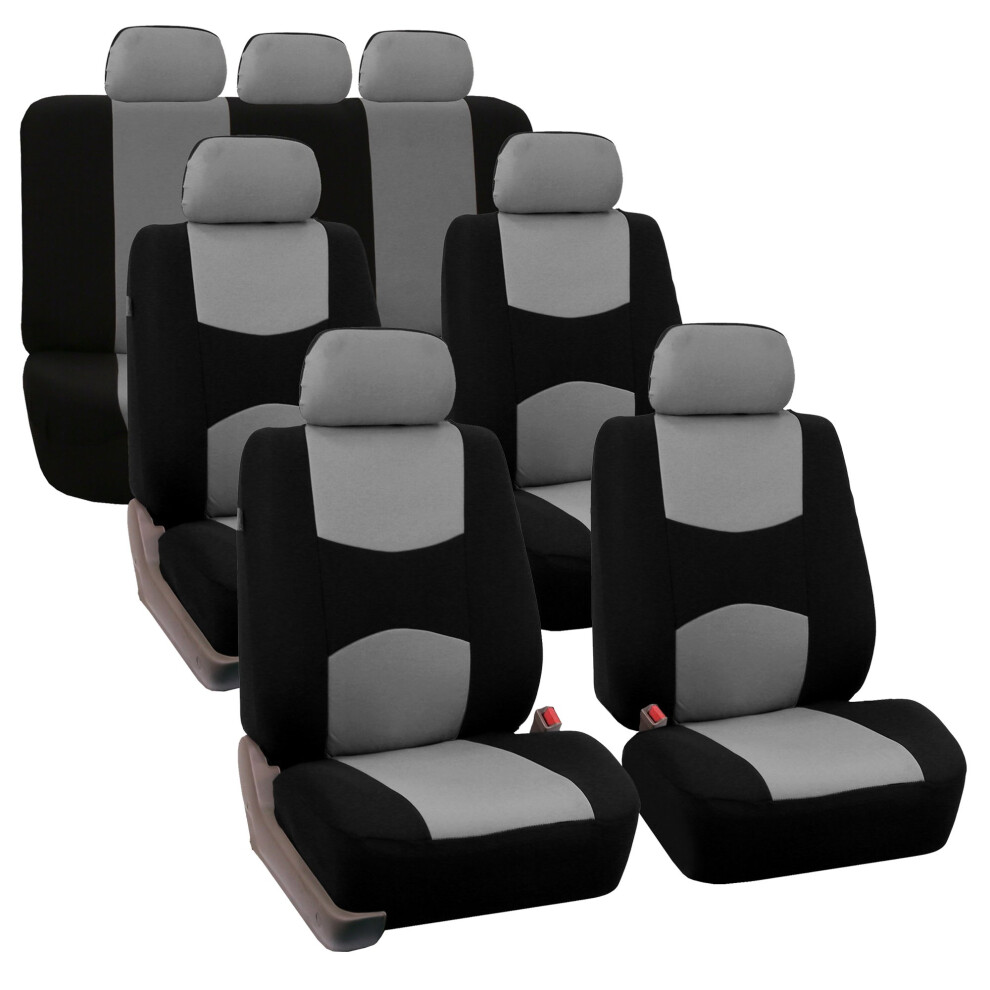 Fh Group Flat Cloth Full Set Car Seat Covers Three Row 7 Passenger Set 196342013867